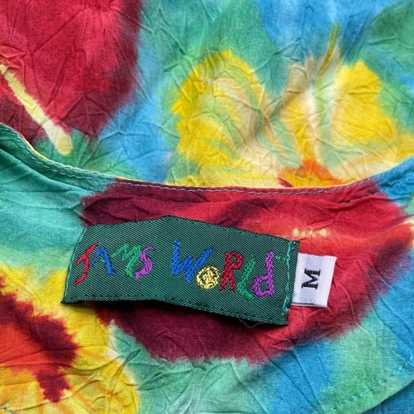 Jams World Dress Royal Hibiscus Rayon Hawaiian Summer Floral Girly Patchwork Med - Picture 10 of 12